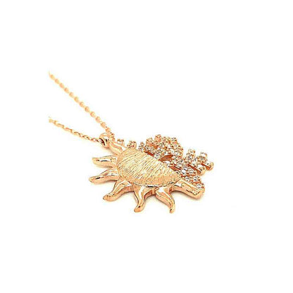 Rose Plated Sun Snowflake Women's Silver Necklace
