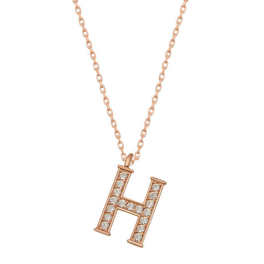 Rosévergoldete Damen-Silberkette mit H-Buchstaben