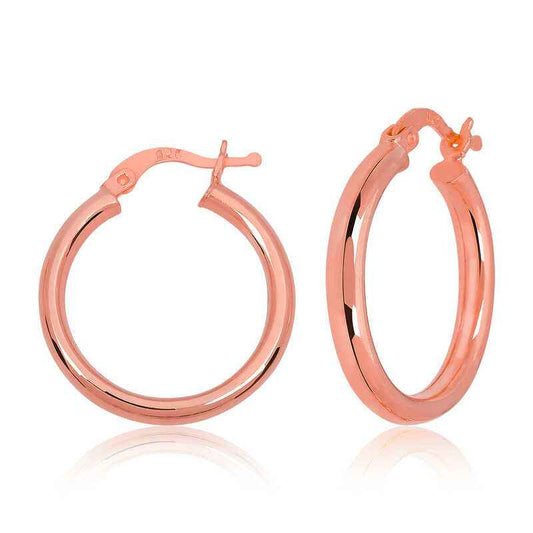Rose Plated Hoop Women's Silver Earrings