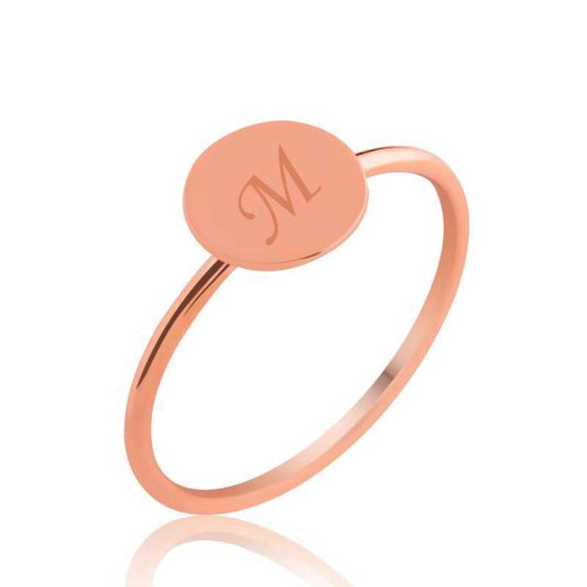 Bague en argent pour femme avec lettre rose