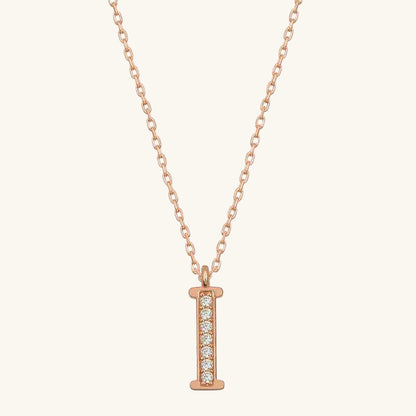 Rose Plated I Letter Women's Silver Necklace