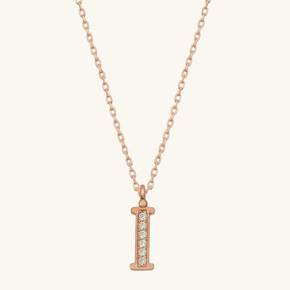 Rose Plated Letter I Women's Silver Necklace