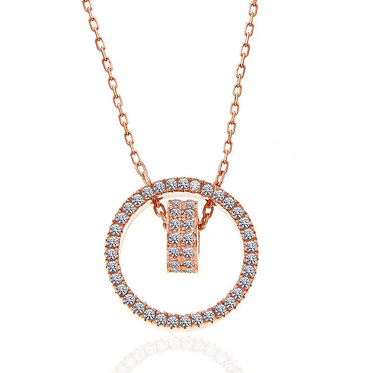 Interlocking Ring Women's Rose Plated Silver Necklace