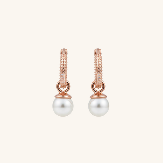 Rose Gold Plated Pearl Women's Silver Earrings