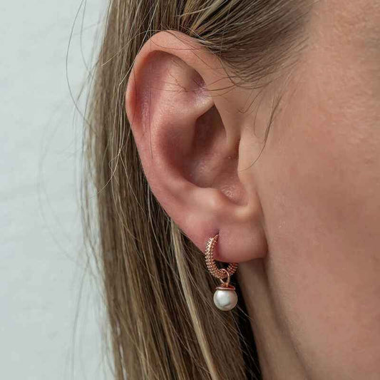 Rose Plated Pearl Women's Silver Earrings