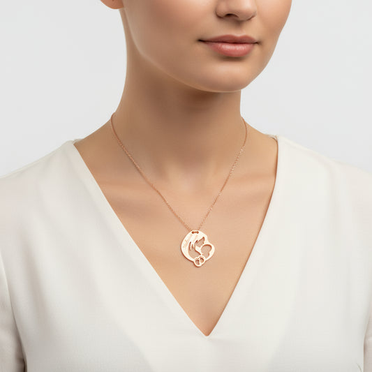 Rose Plated Named Mother Baby Love Silver Necklace