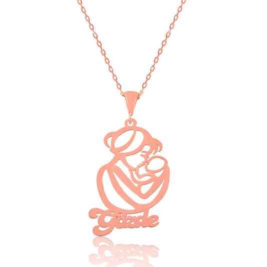 Rose Named Mother-Child Love Silver Necklace