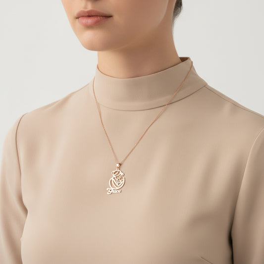 Rose Named Mother-Child Love Silver Necklace