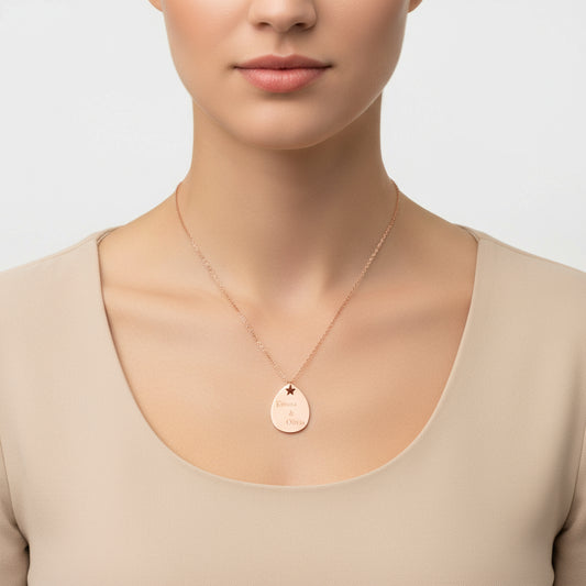 Star Drop Name Necklace Rose Plated Silver