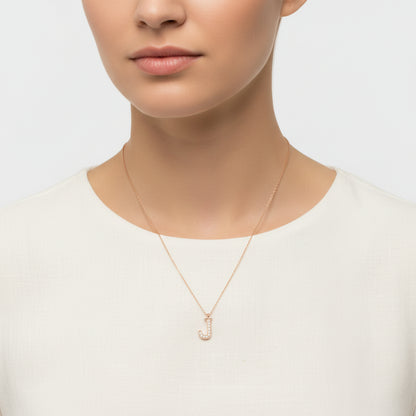 Rose Plated J Letter Women's Silver Necklace
