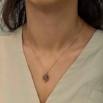 Rose Gold Plated Lotus Cage Women's Silver Necklace