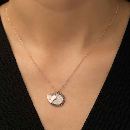 Rose Plated Heart to Heart Silver Pendant