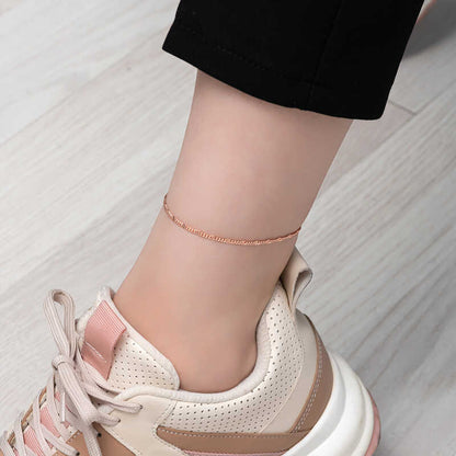 Bracelet de cheville en argent plaqué or rose pour femme, motif crayon