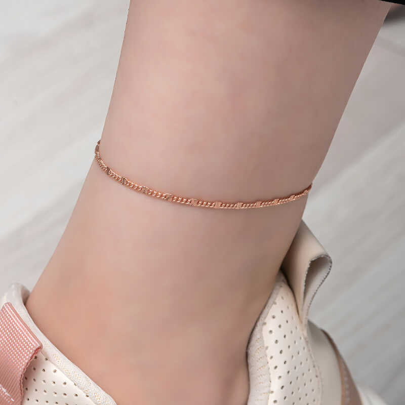 Bracelet de cheville en argent plaqué or rose pour femme, motif crayon