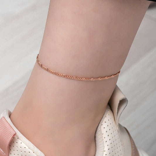 Bracelet de cheville en argent plaqué or rose pour femme, motif crayon
