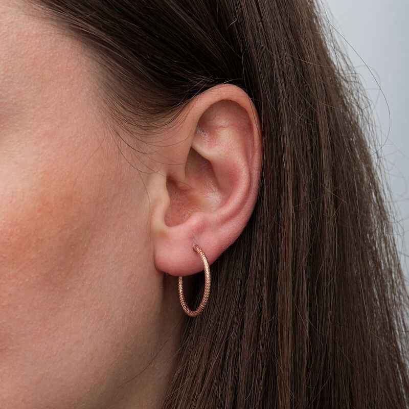 Rose Plated Pen Loop Women's Silver Earrings