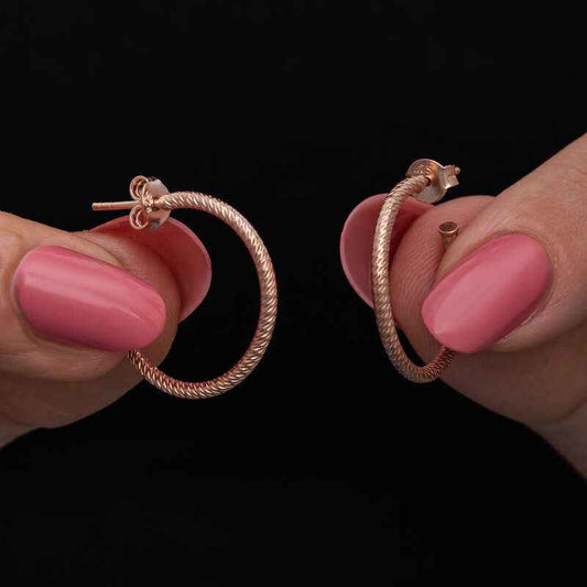 Rose Plated Pen Loop Women's Silver Earrings