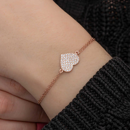 Rose Heart Women's Silver Bracelet