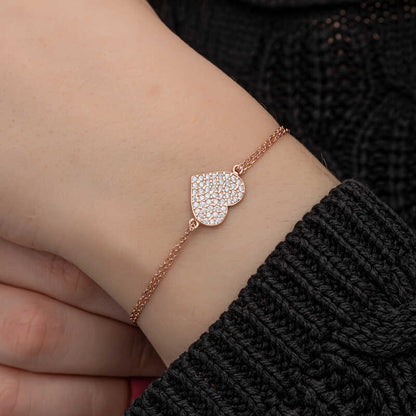 Rose Heart Women's Silver Bracelet