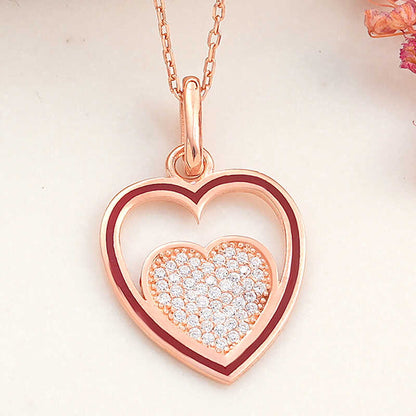 Rose Heart Women's Silver Necklace