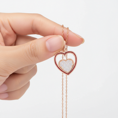 Rose Herz Damen Silber Halskette