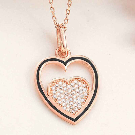 Rose Heart Women's Silver Necklace