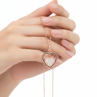 Rose Herz Damen Silber Halskette