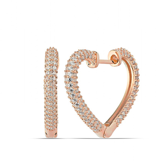 Rose Heart Women's Silver Earrings