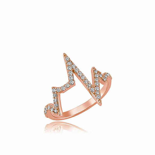 Heartbeat Rose Plated Women's Silver Ring