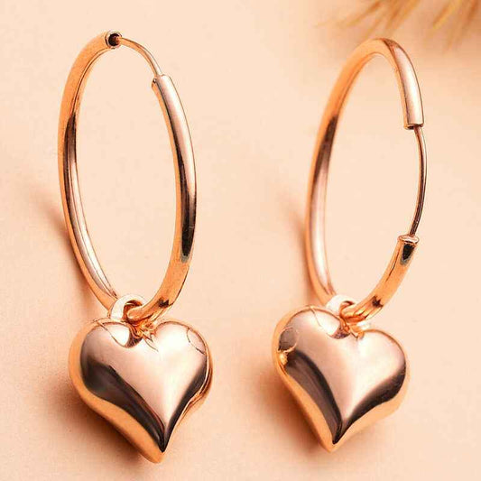 Heart Dangle Rose Plated Women's Silver Earrings