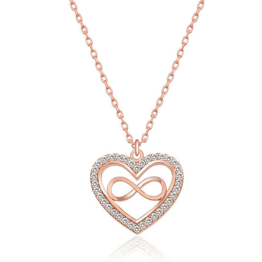 Rose Gold Plated Heart Infinity Women's Silver Necklace