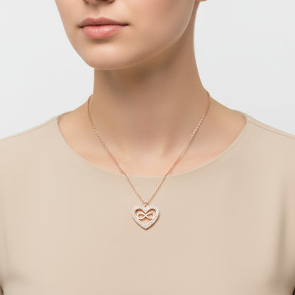 Rosévergoldete Herz-Unendlichkeits-Silberkette für Damen