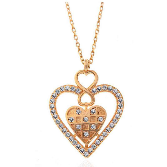 Rose Heart Infinity Women's Silver Necklace