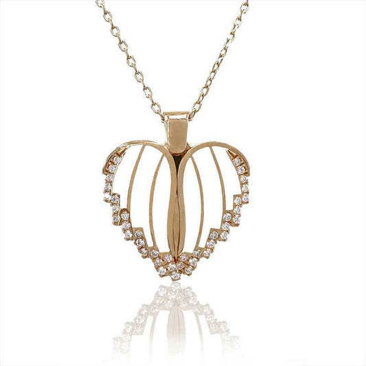 Rose Plated Heart Name Women's Silver Necklace