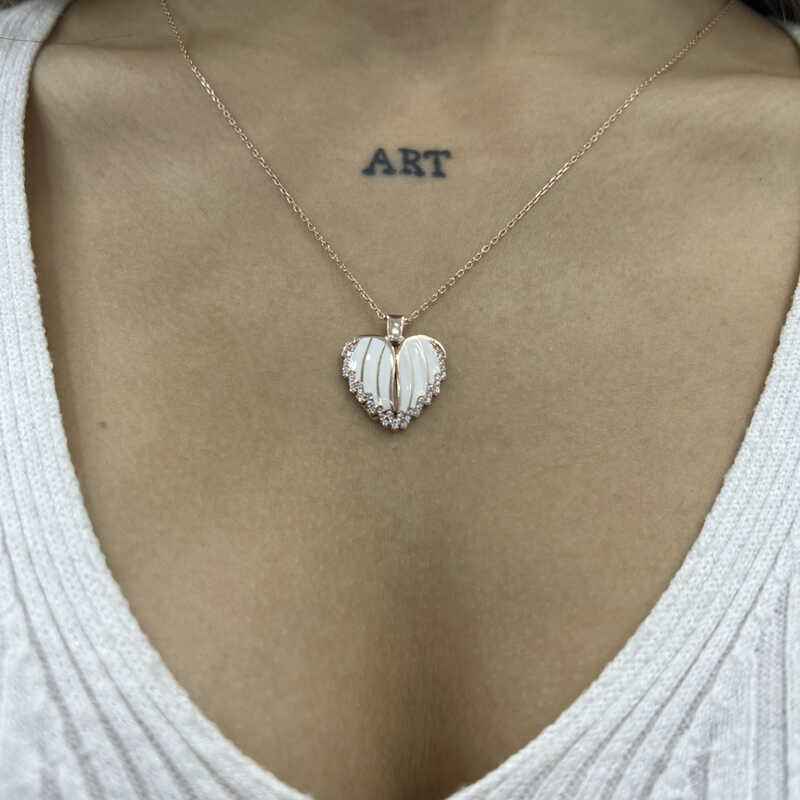 Rose Plated Heart Name Women's Silver Necklace