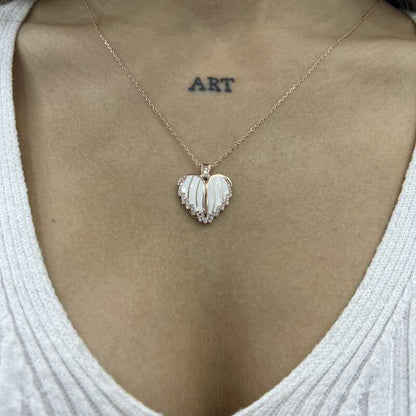 Rose Plated Heart Name Women's Silver Necklace