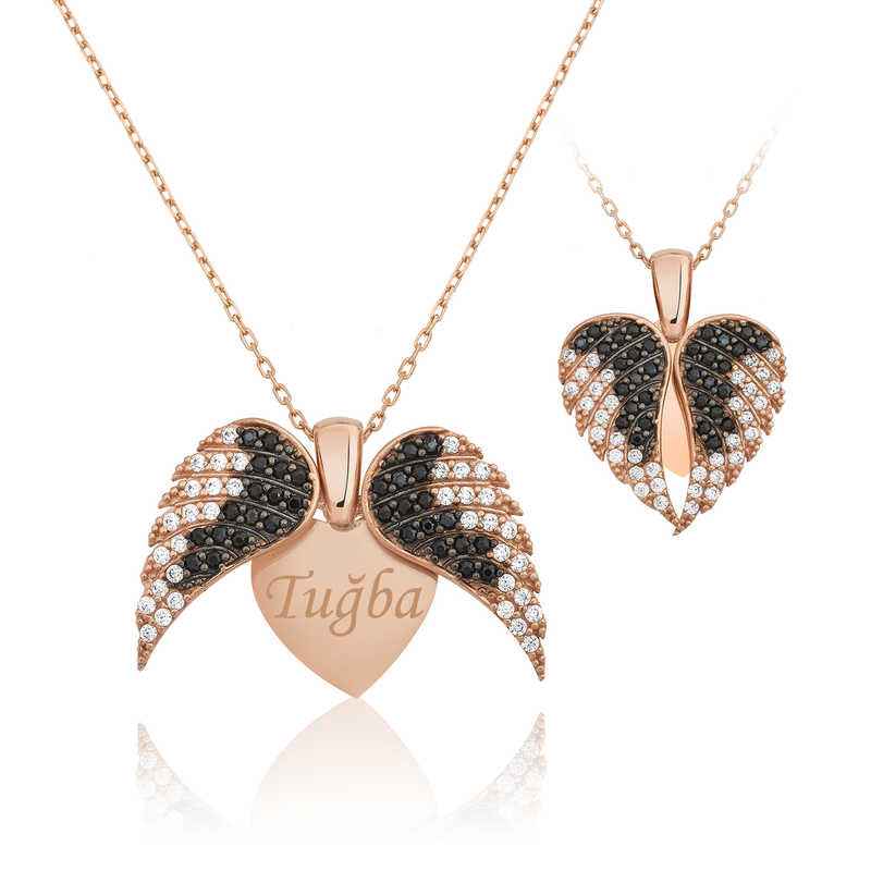 Rose Plated Heart Name Women's Silver Necklace