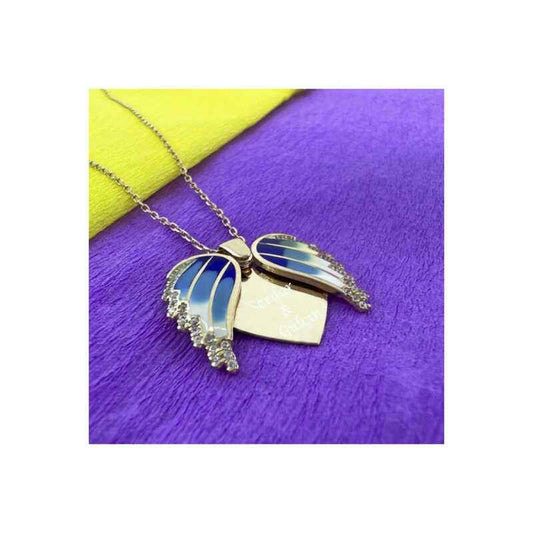 Rose Plated Heart Name Women's Silver Necklace