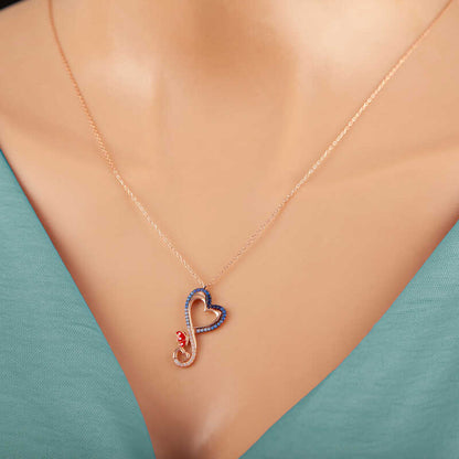 Rose Plated Heart Butterfly Women's Silver Necklace
