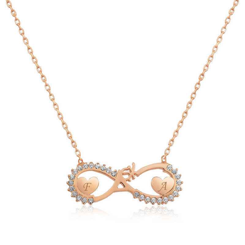Rose Plated Heart Infinity Love Silver Necklace
