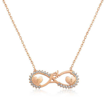 Rose Plated Heart Infinity Love Silver Necklace