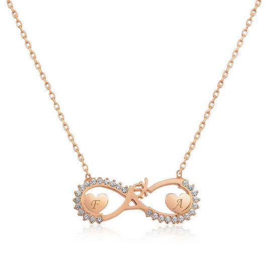 Rose Plated Heart Infinity Love Silver Necklace