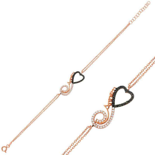 Rose Plated Heart Infinity "My Mother" Women's Silver Bracelet