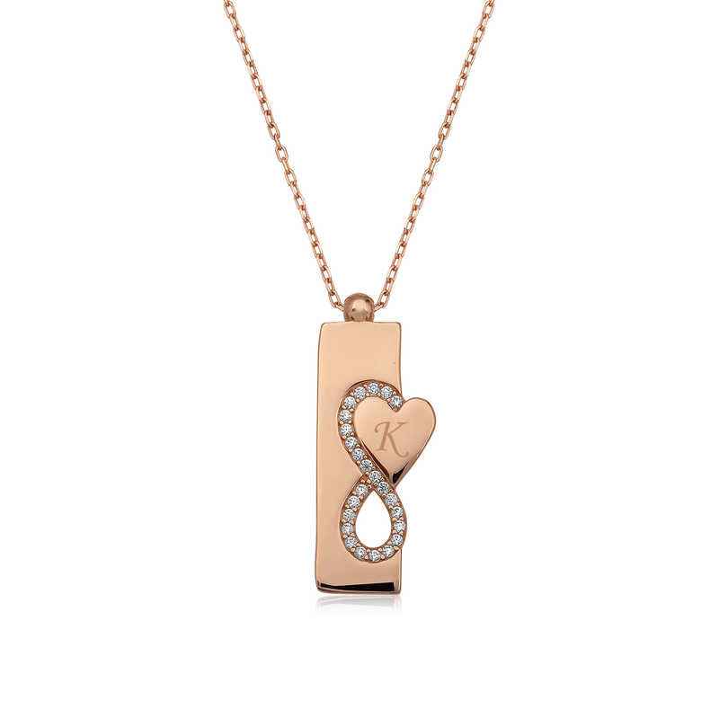 Rose Plated Heart Infinity Silver Necklace