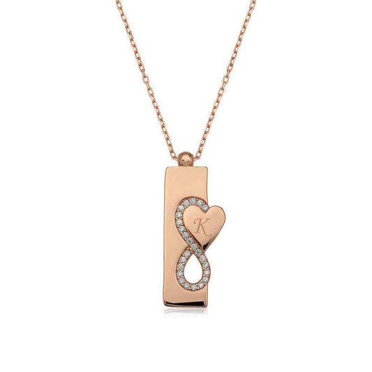 Rose Plated Heart Infinity Silver Necklace