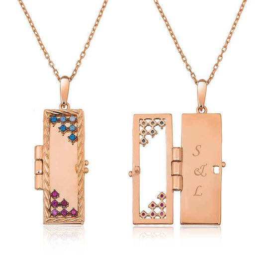 Rose Plated Personalized Silver Pendant Necklace