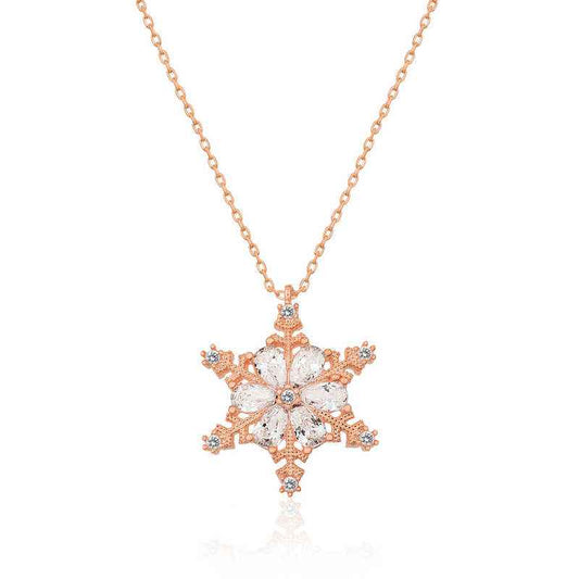 Rose Plated Snow Flower Women's Silver Necklace