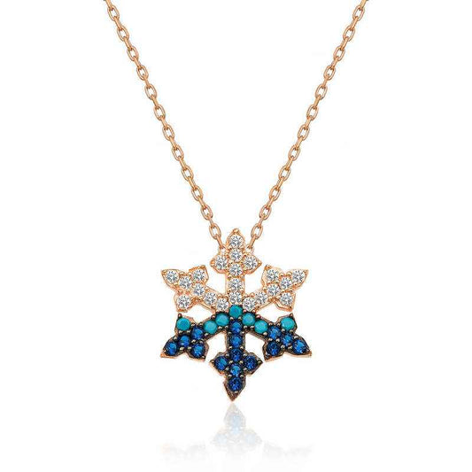 Rose Gold Plated Snowflake Women's Silver Necklace
