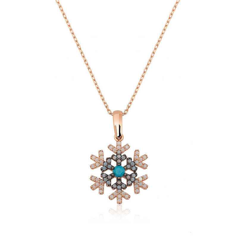 Rose Gold Plated Snowflake Women's Silver Necklace