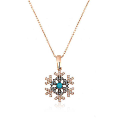 Rose Gold Plated Snowflake Women's Silver Necklace
